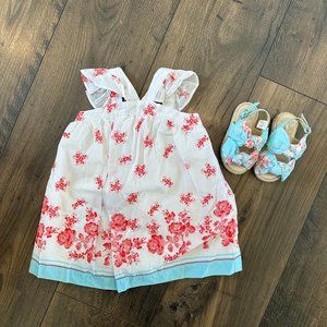 Janie & Jack Floral Dress with Sandals